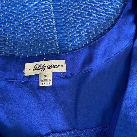 Lily Star  Royal Blue V-Neck Blouse X-Large - Picture 5 of 6